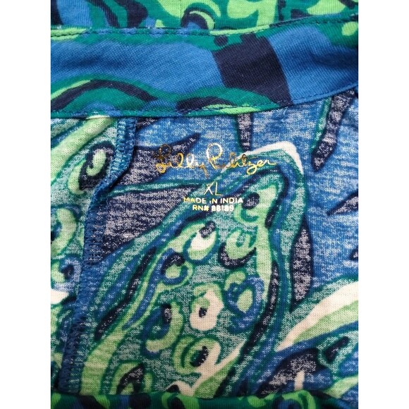 Lilly Pulitzer Elianna Cotton T-Shirt Tunic Mini Dress Leaf Printed XL 282288 - Picture 10 of 10